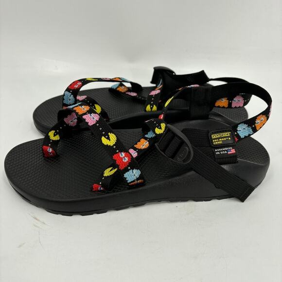Chaco Z Men's Toe Loop Sandals Pac-Man Scaredy Ghost Black Size 12 - Picture 6 of 9